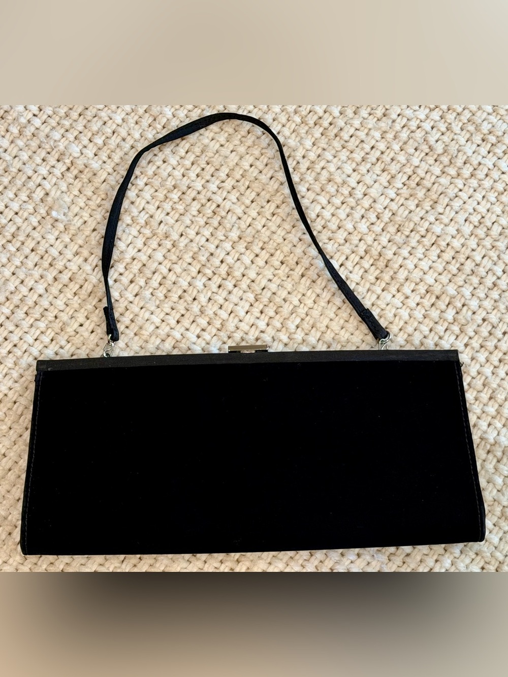 Vintage Enzo Angiolini Black Velvet Evening Clutch Bag OS